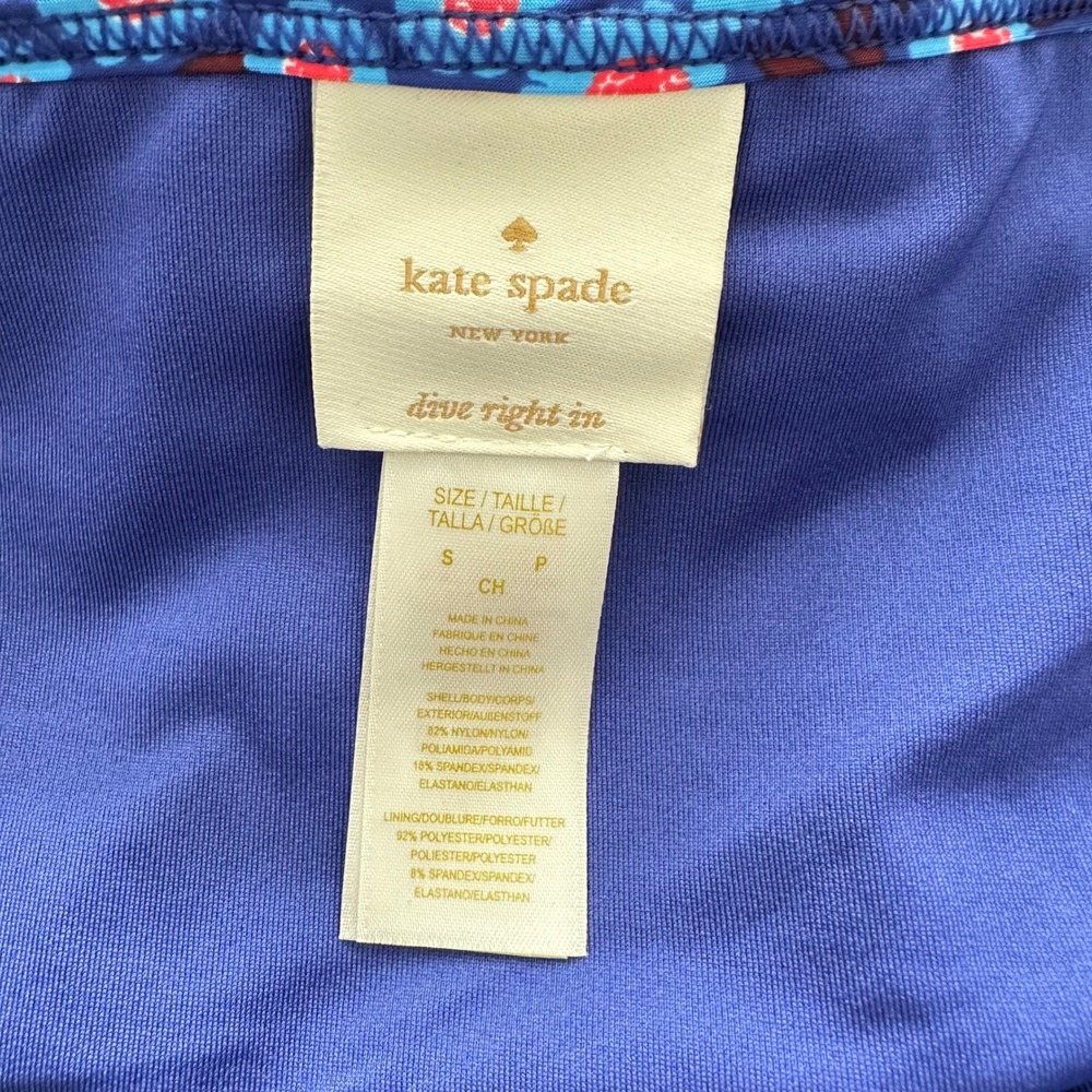 Kate Spade New York Dive Right In Ruffle Bikini Bottom Cobalt Blue Floral Small - Picture 5 of 8